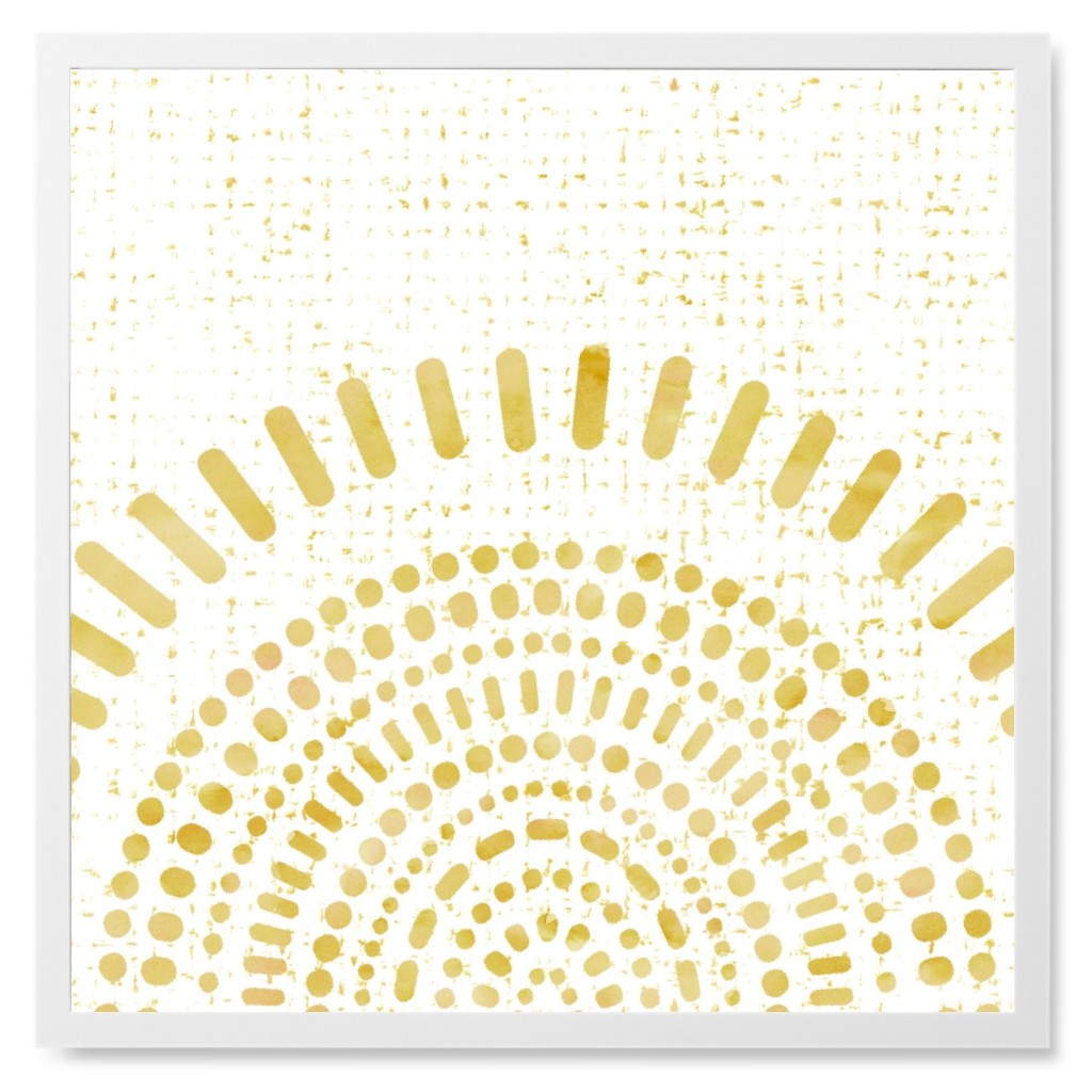 Rising Sun Photo Tile, White, Framed, 8x8, Yellow, Antique White
