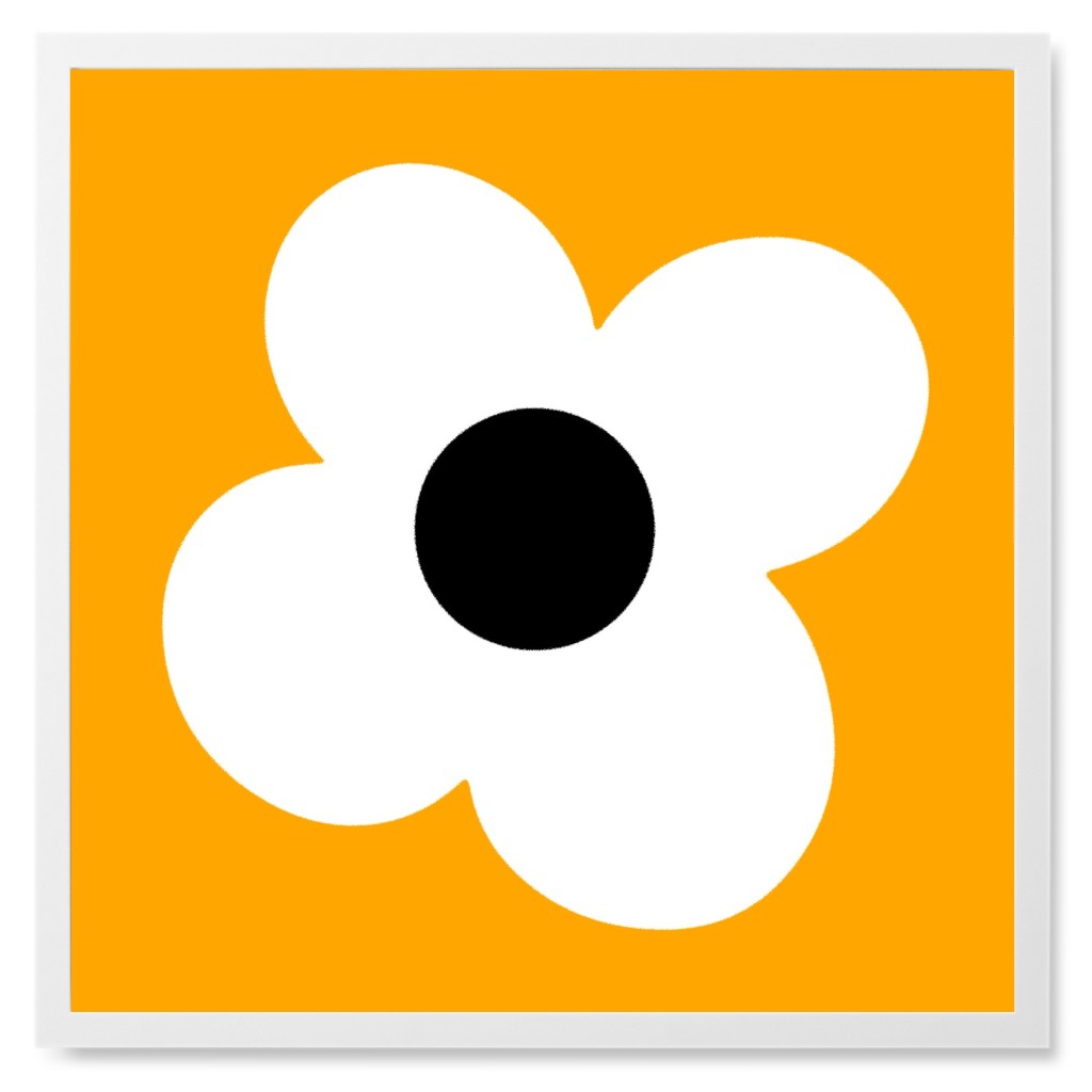 Max Daisy Photo Tile, White, Framed, 8x8, Orange, Satsuma