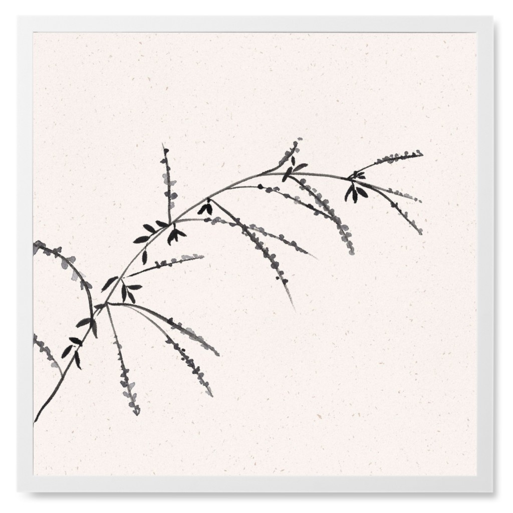 Minimalist Branch - Black Photo Tile, White, Framed, 8x8, Black, Black
