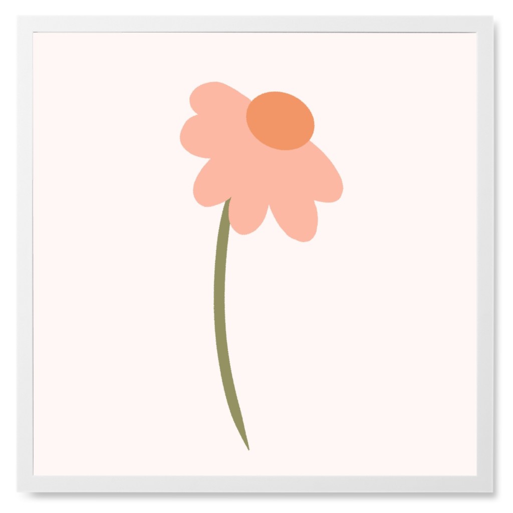 Nasturtium Wildflowers - Pink Photo Tile, White, Framed, 8x8, Pink