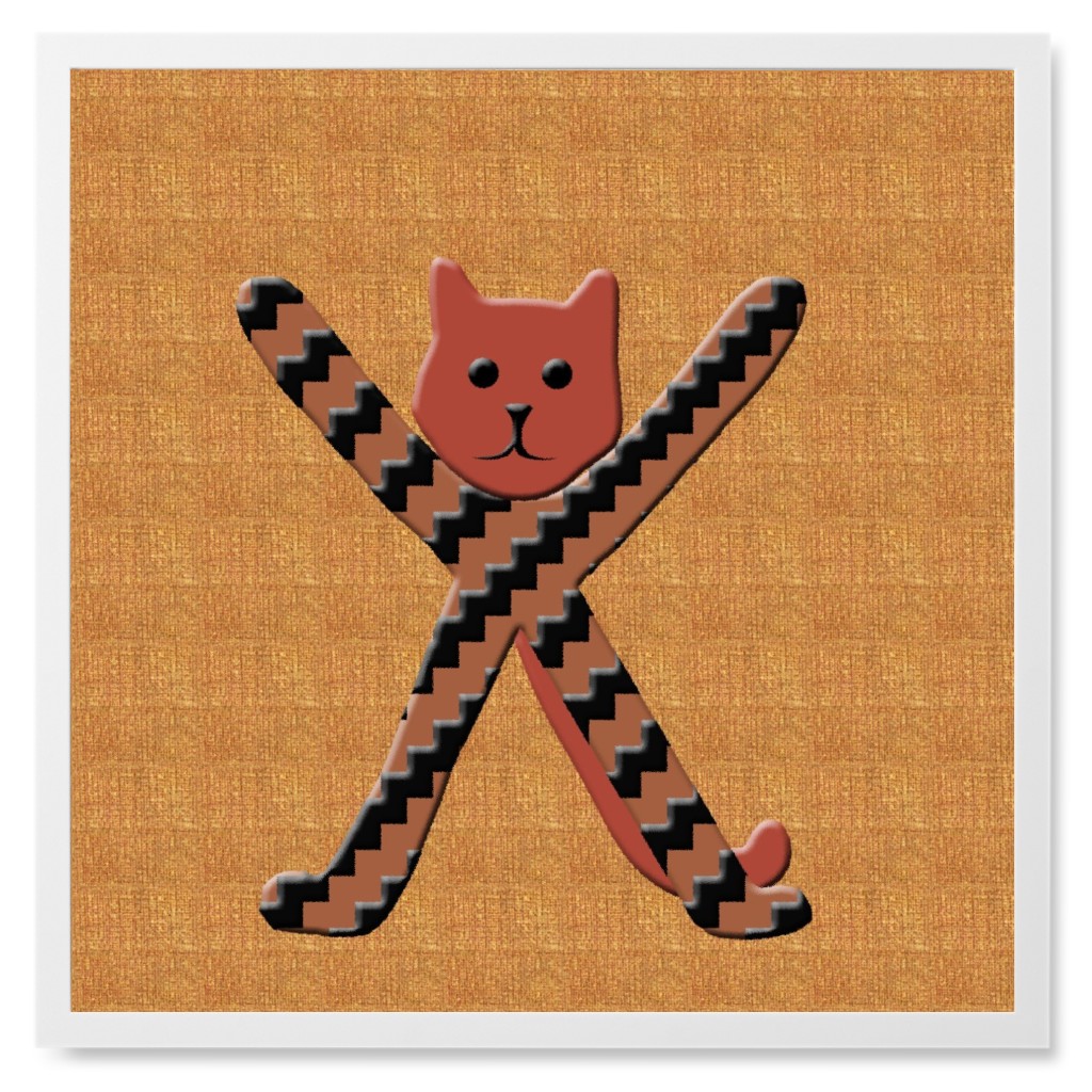 Cat Alphabet - X Photo Tile, White, Framed, 8x8, Orange