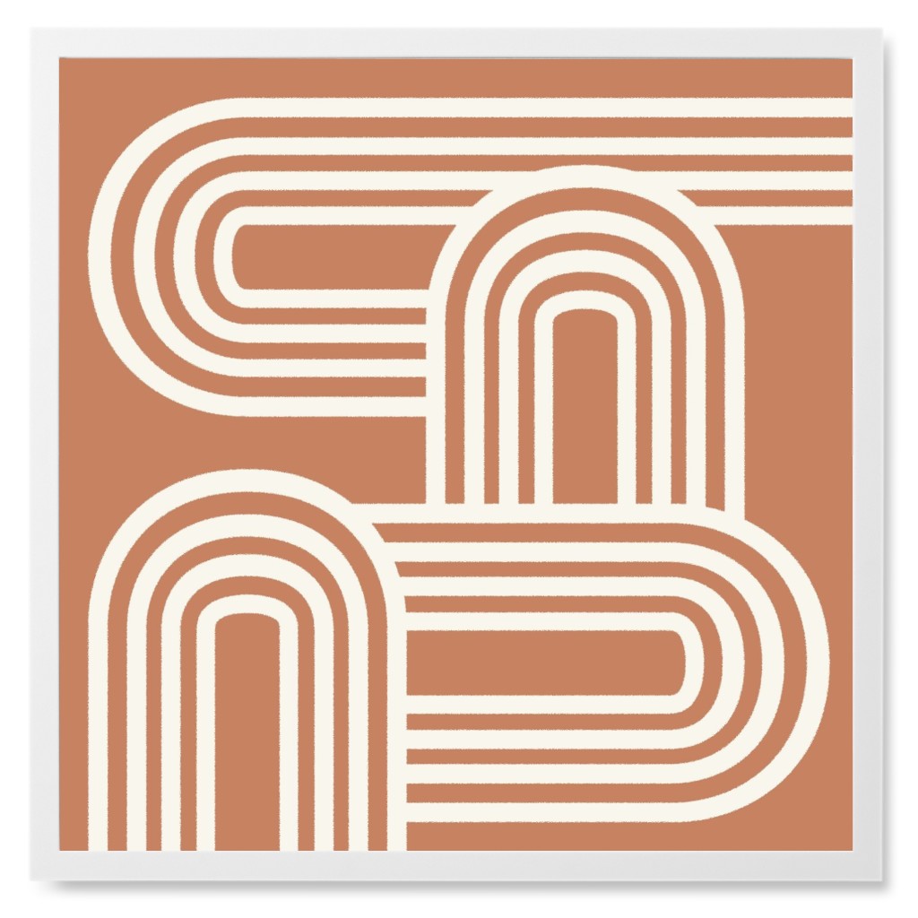 Rainbow Railway - Siena and Ivory Photo Tile, White, Framed, 8x8, Orange, Orange