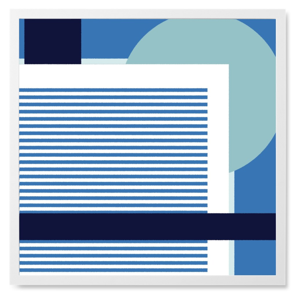 Tidal Pool Abstract - Blue Photo Tile, White, Framed, 8x8, Blue