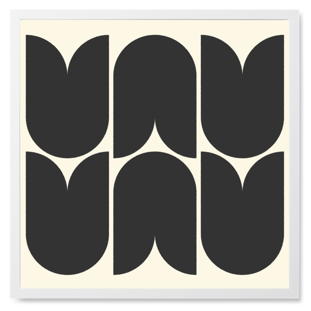 Minimal Geometric Abstract Bauhuas - Neutral Photo Tile, White, Framed, 8x8, Black