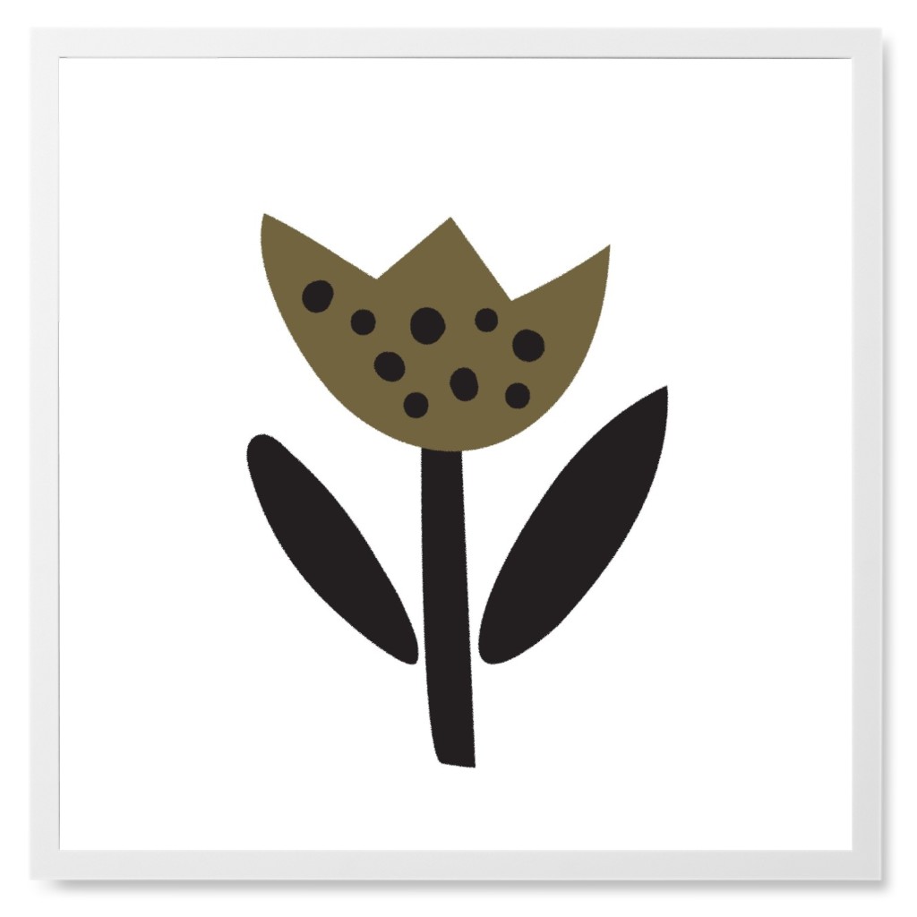 Fun Flower - Green Photo Tile, White, Framed, 8x8, Green, Classic Green