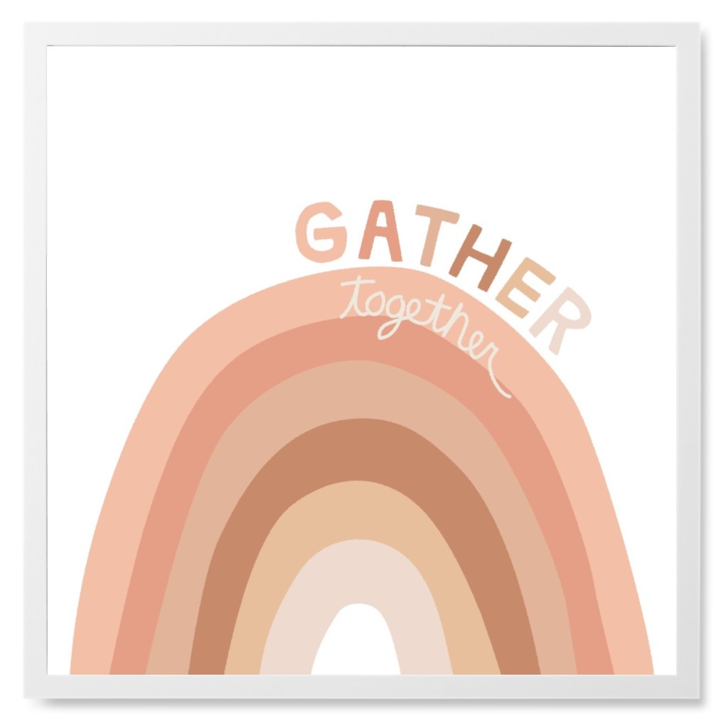 Gather Together Photo Tile, White, Framed, 8x8, Beige