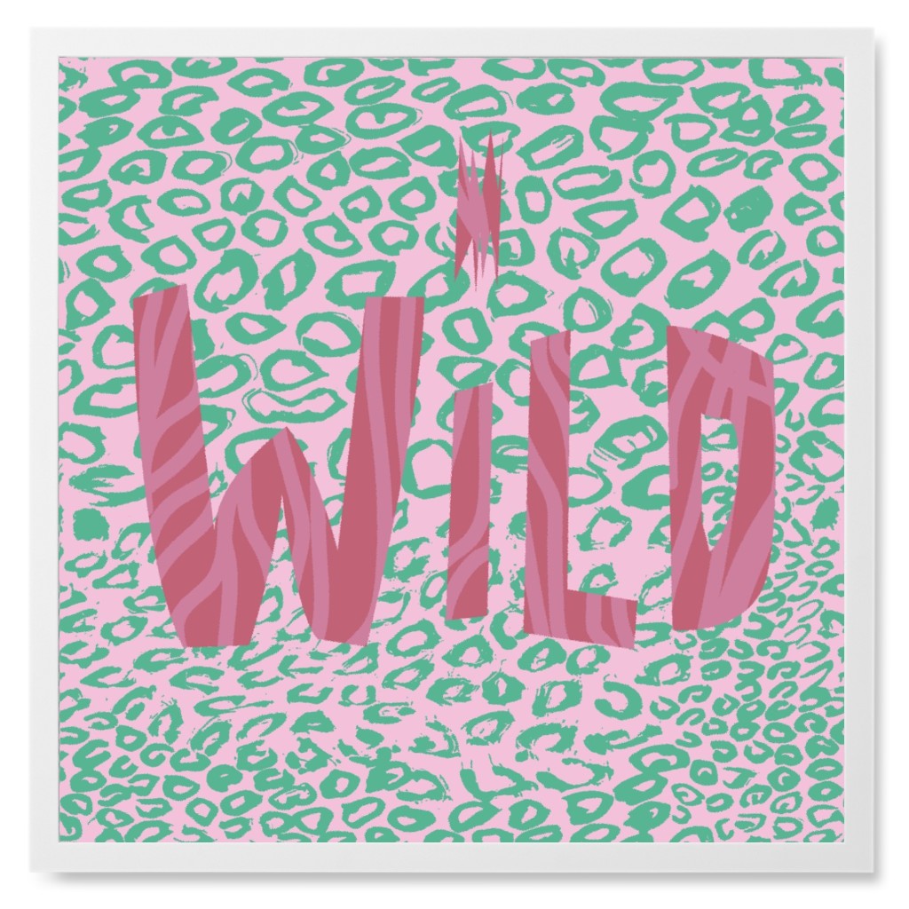 Wild Thing - Green and Pink Photo Tile, White, Framed, 8x8, Pink