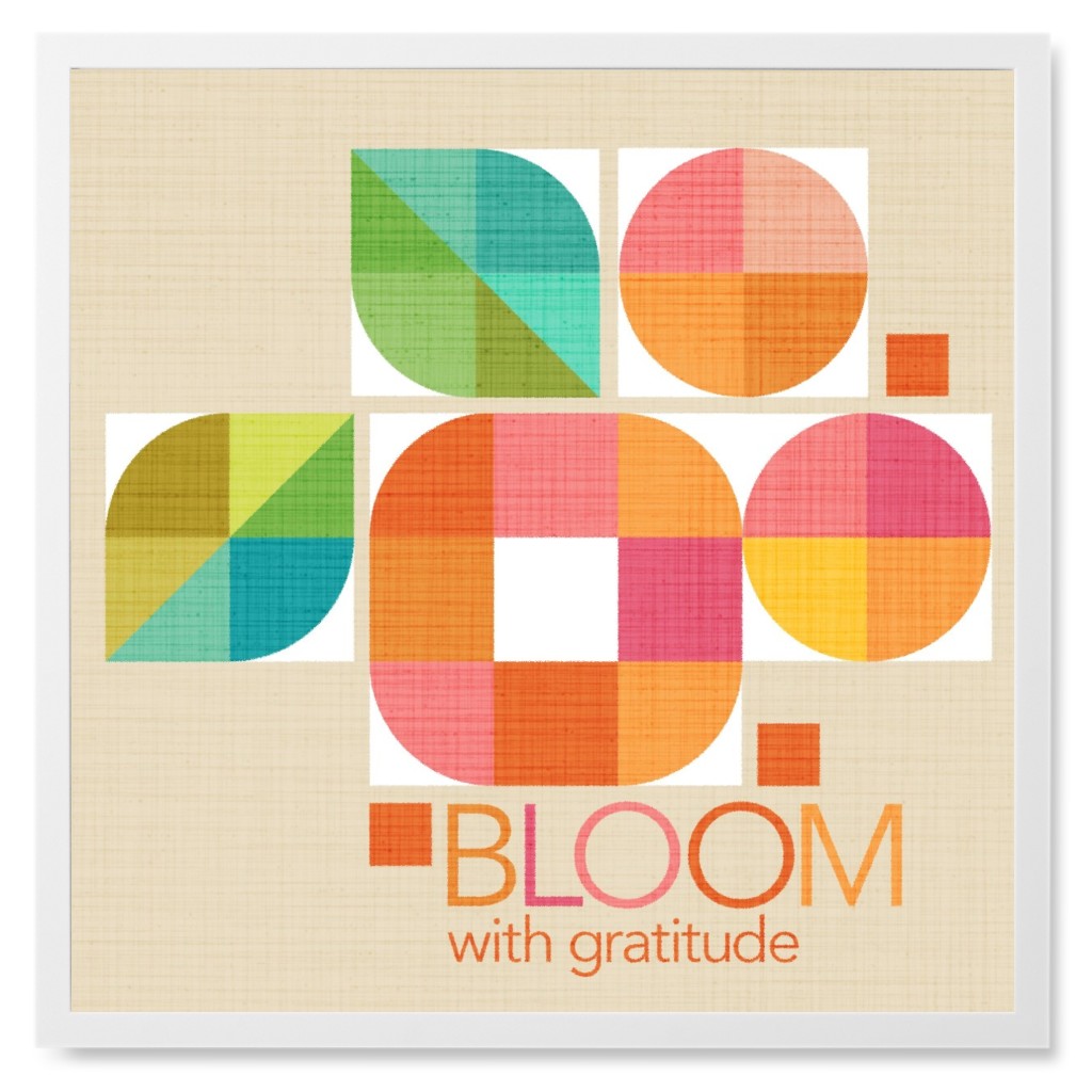 Mod Flower Box Bloom With Gratitude Photo Tile, White, Framed, 8x8, Multicolor