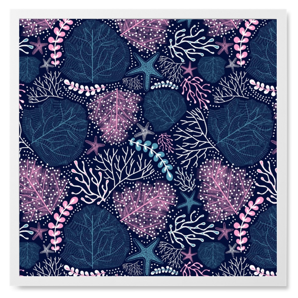 Exotic Coral Reefs - Purple Photo Tile, White, Framed, 8x8, Purple