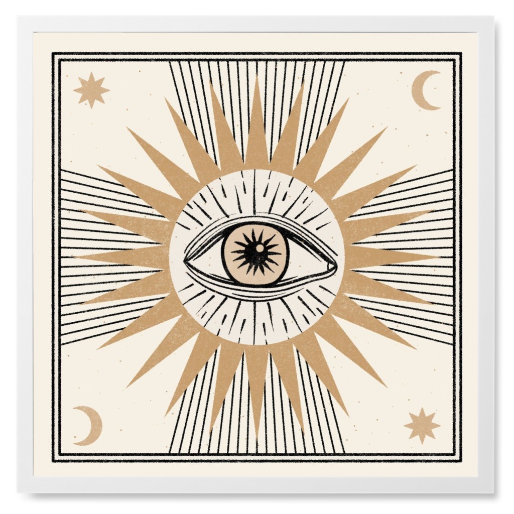 Abstract Eye - Cream and Gold Photo Tile, White, Framed, 8x8, Beige, Pearl