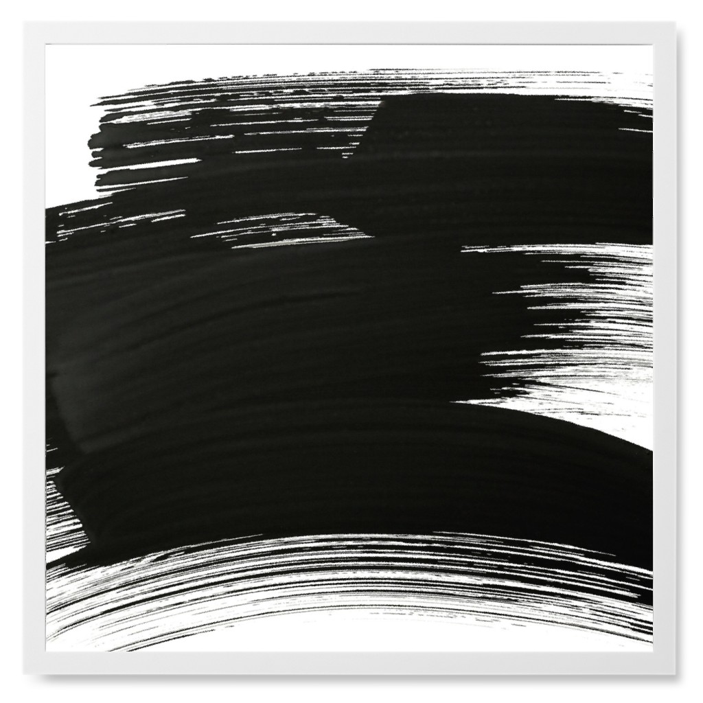 Black Smudges Photo Tile, White, Framed, 8x8, Black, Black