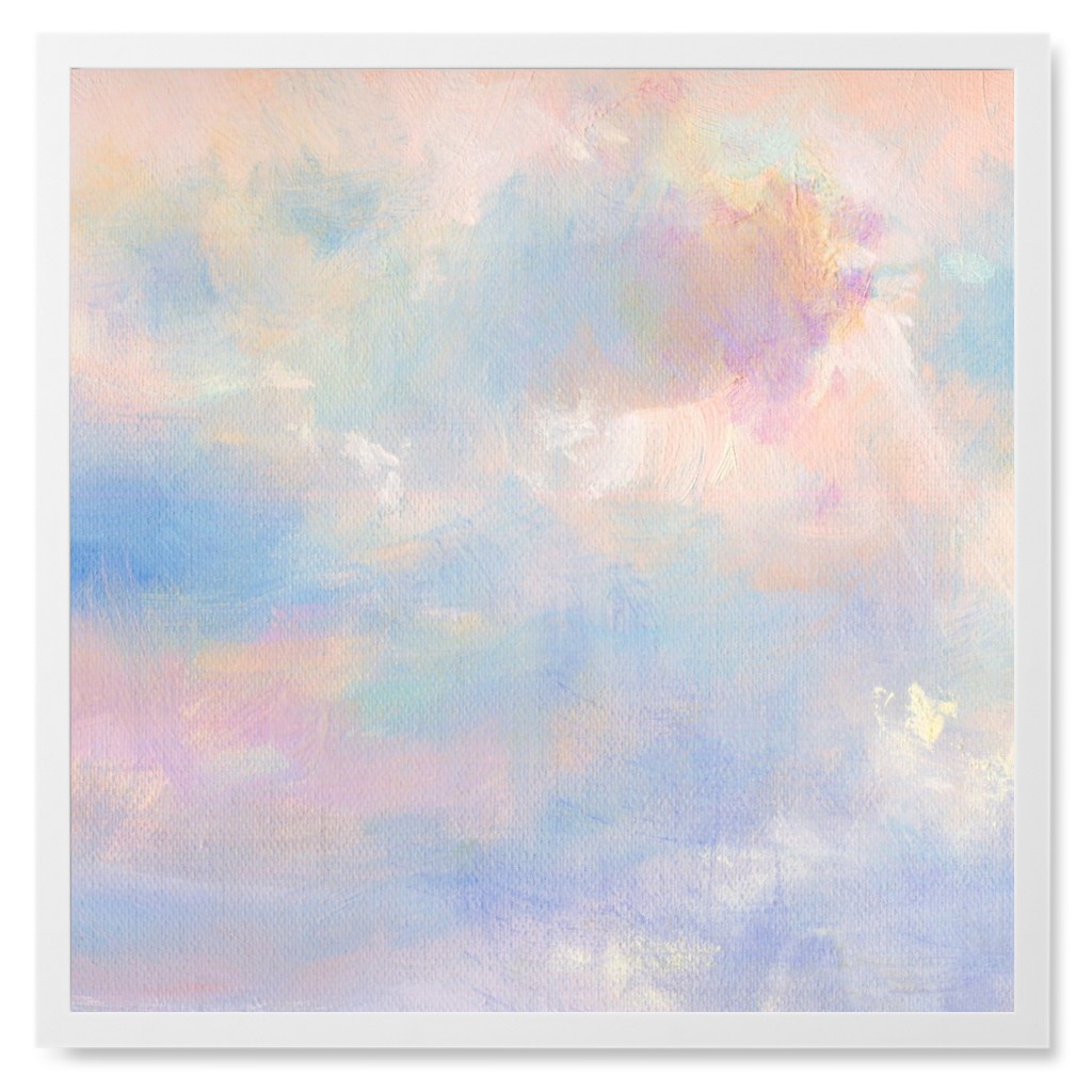 Pink Painted Clouds Photo Tile, White, Framed, 8x8, Multicolor