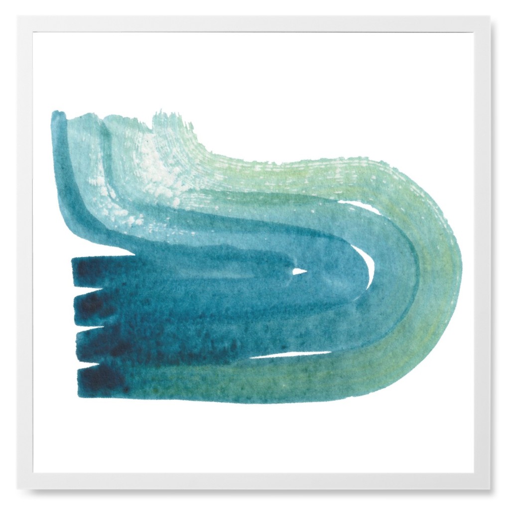 Gradient Blue Watercolors Photo Tile, White, Framed, 8x8, Blue