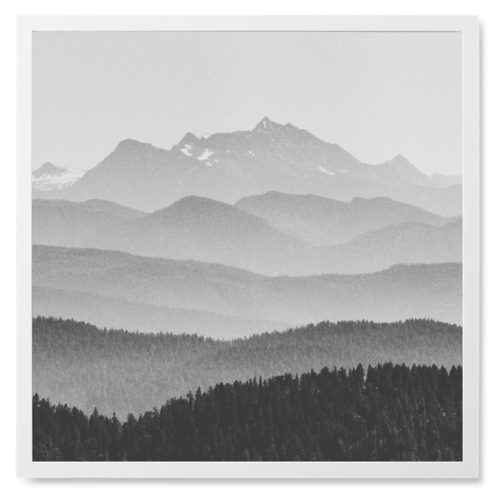 Vintage Mountains Photo Tile, White, Framed, 8x8, Gray