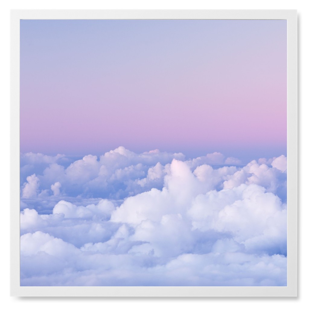 Pink Clouds Photo Tile, White, Framed, 8x8, Purple
