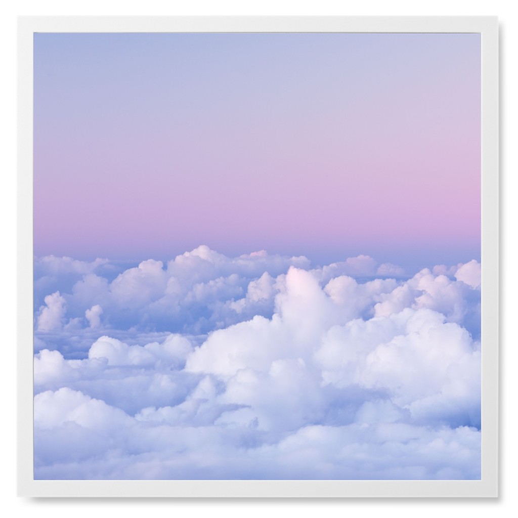 Pink Clouds Photo Tile, White, Framed, 8x8, Purple, Purple