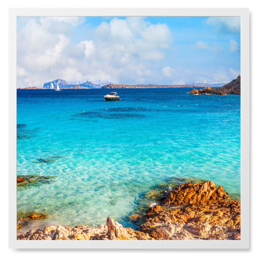 Rocky Bay Photo Tile, White, Framed, 8x8, Blue, True Blue