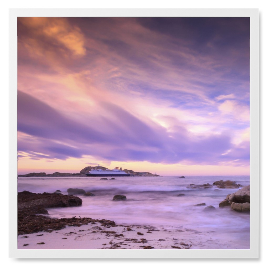 Purple Sky Photo Tile, White, Framed, 8x8, Purple