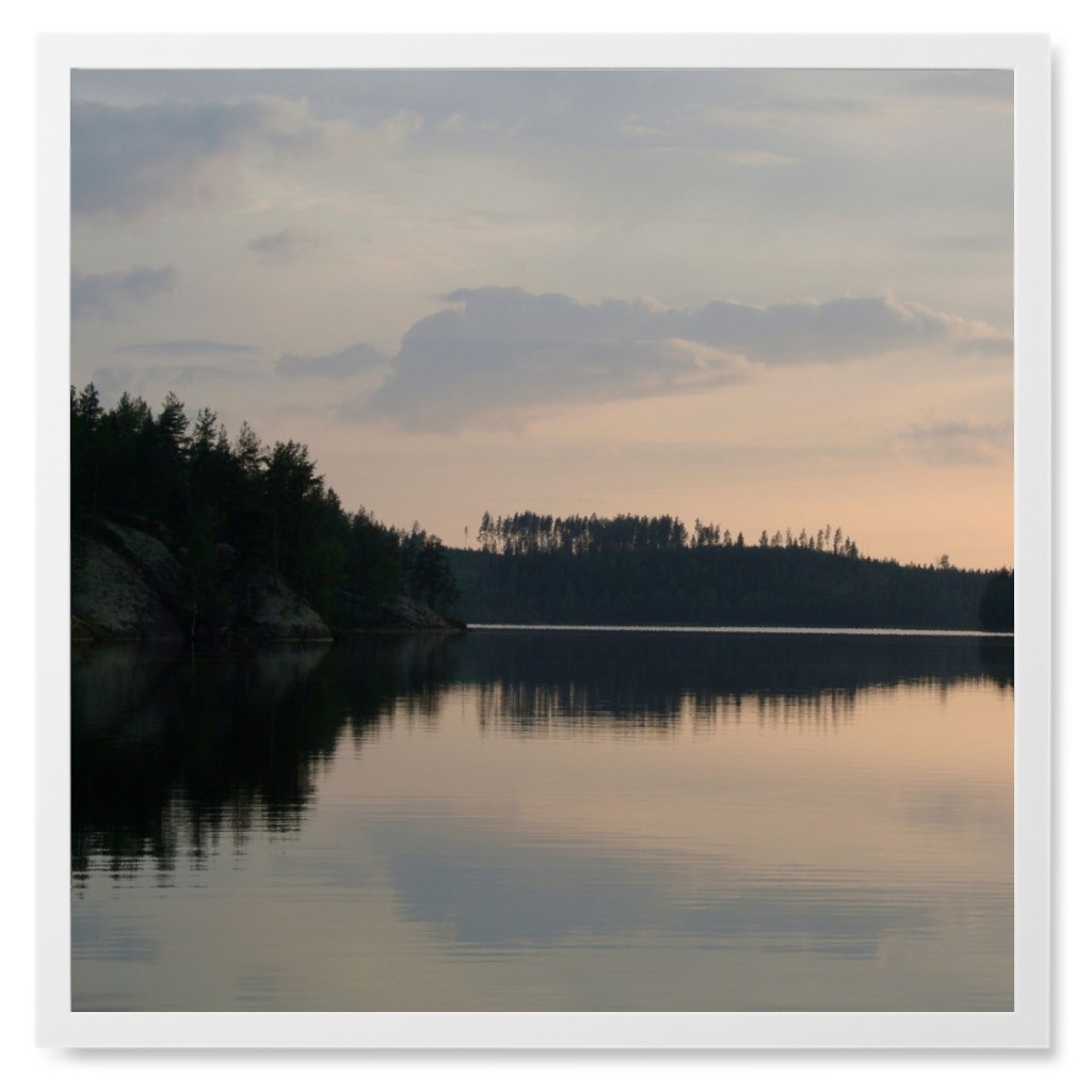 Serene Quiet Lake Moment Photo Tile, White, Framed, 8x8, Blue, True Blue