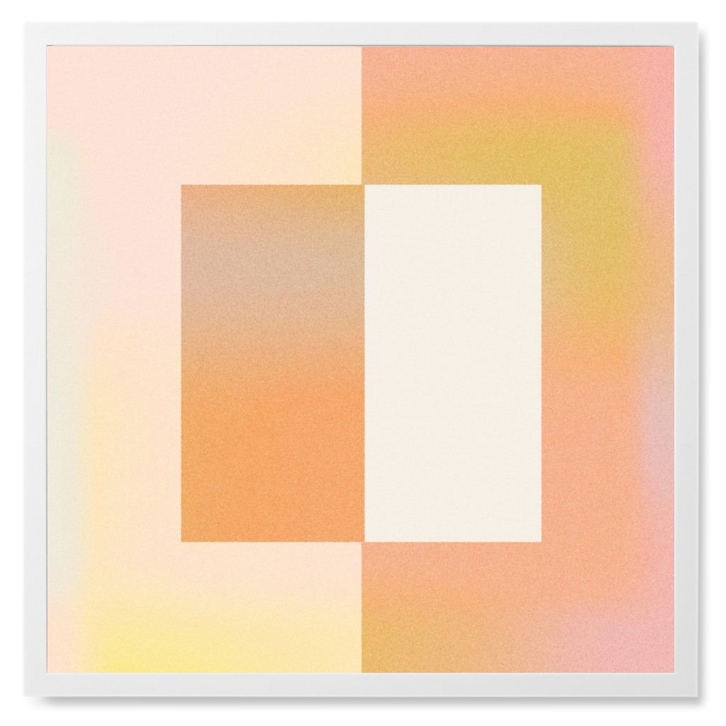 Abstract Square - Warm Photo Tile, White, Framed, 8x8, Multicolor