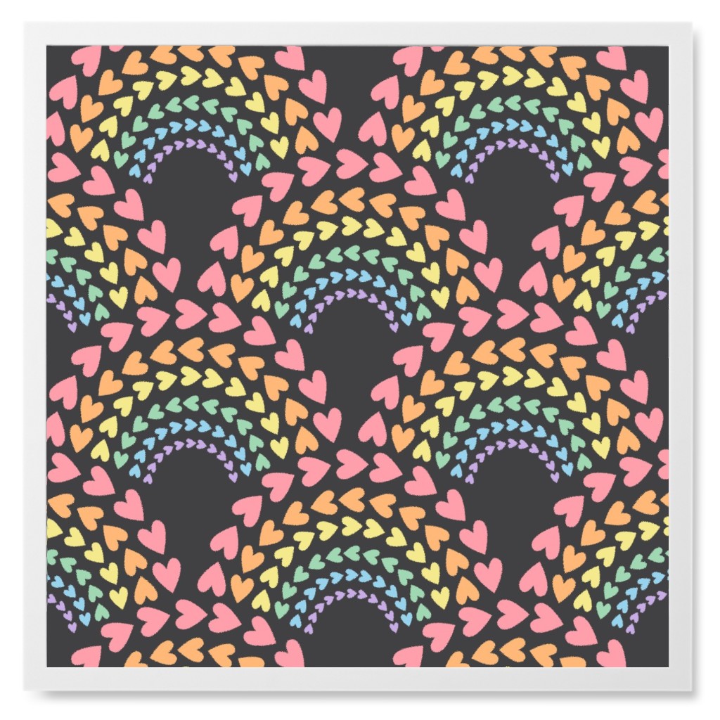 Rainbow Love Photo Tile, White, Framed, 8x8, Multicolor, Dark Gray