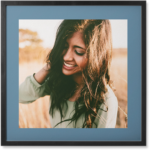 My Border Photo Tile, Black, Framed, 8x8, Blue, silver lake