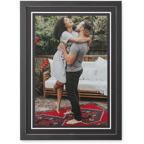 Simple Border of One Photo Tile, Black, Framed, 5x7, Gray