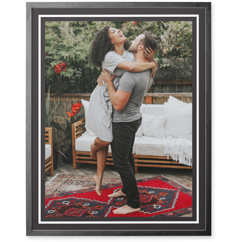 Simple Border of One Photo Tile, Black, Framed, 11x14, Gray, charcoal