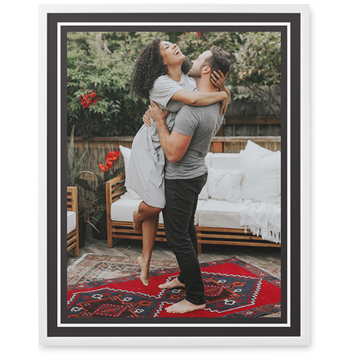 Simple Border of One Photo Tile, White, Framed, 11x14, Gray, charcoal