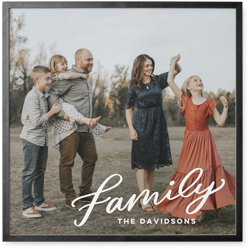 Family Letters Photo Tile, Black, Framed, 12x12, White, white