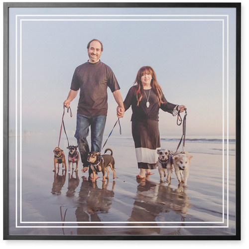 Double Border Photo Tile, Black, Framed, 16x16, White, white