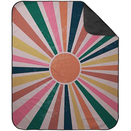 Retro Sun Rays Picnic Blanket, Multicolor