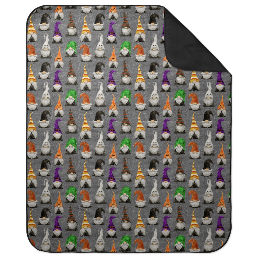 Halloween Gnomes - Grey Picnic Blanket, Multicolor