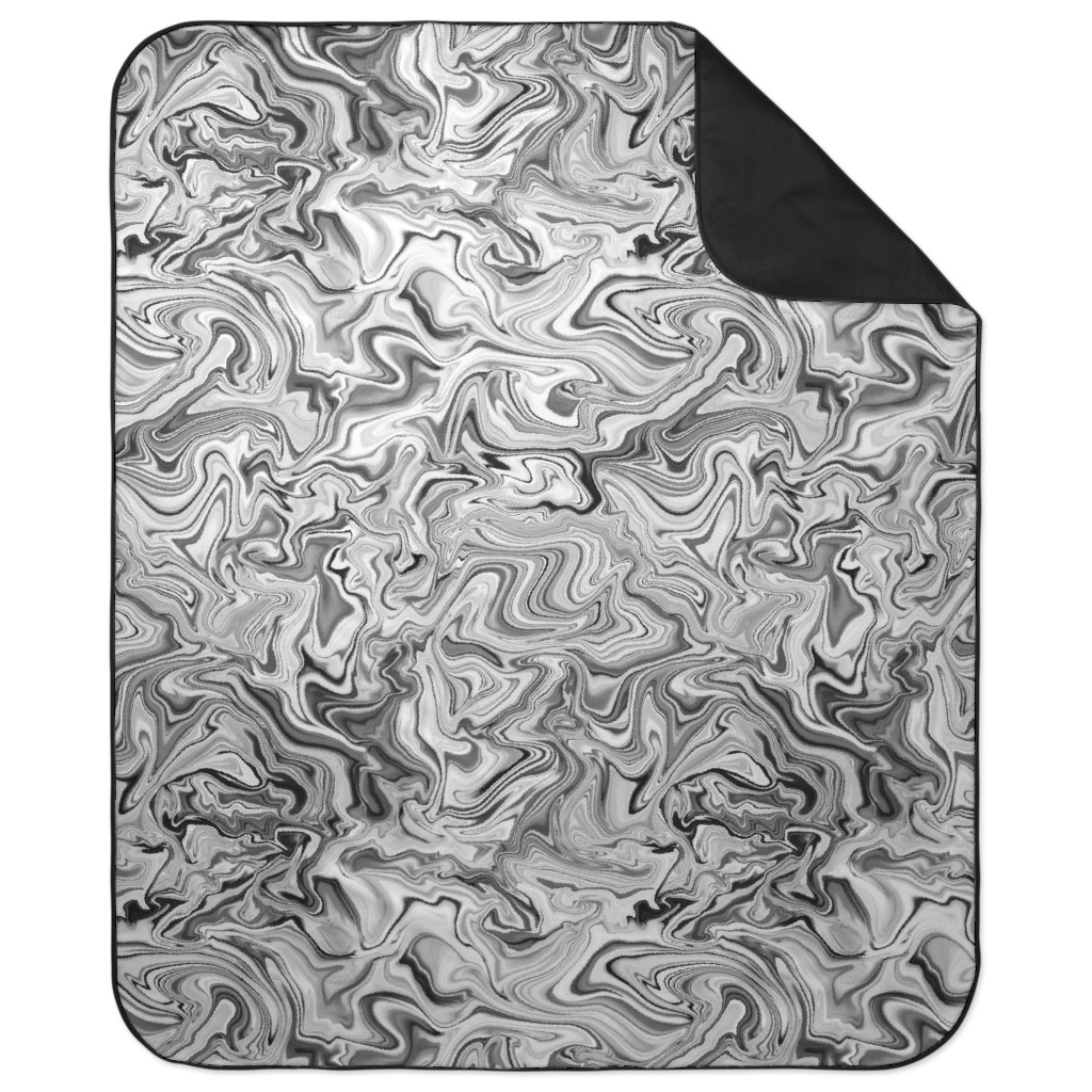Love Spell Marble - Black and White Picnic Blanket, Gray, Gray