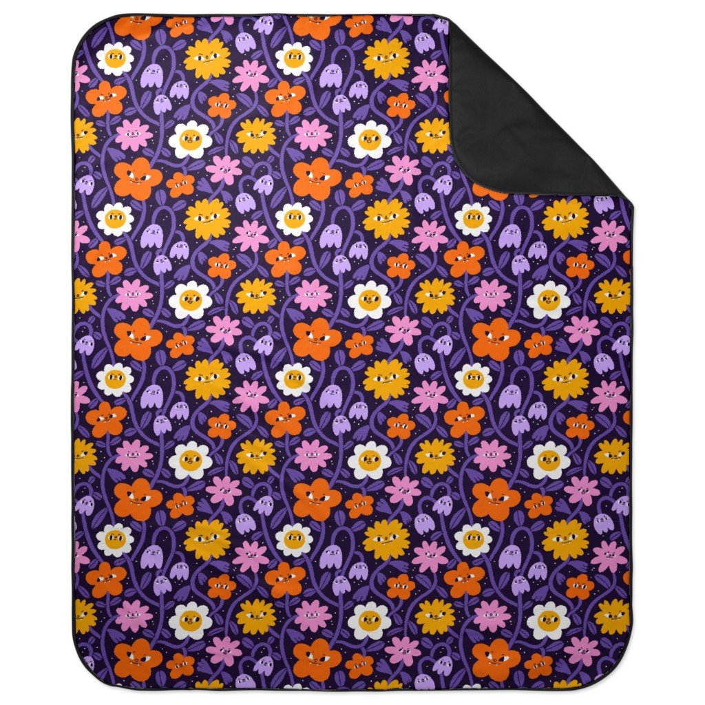 Extremely Wicked and Shockingly Evil Halloween Garden - Purple Picnic Blanket, Purple