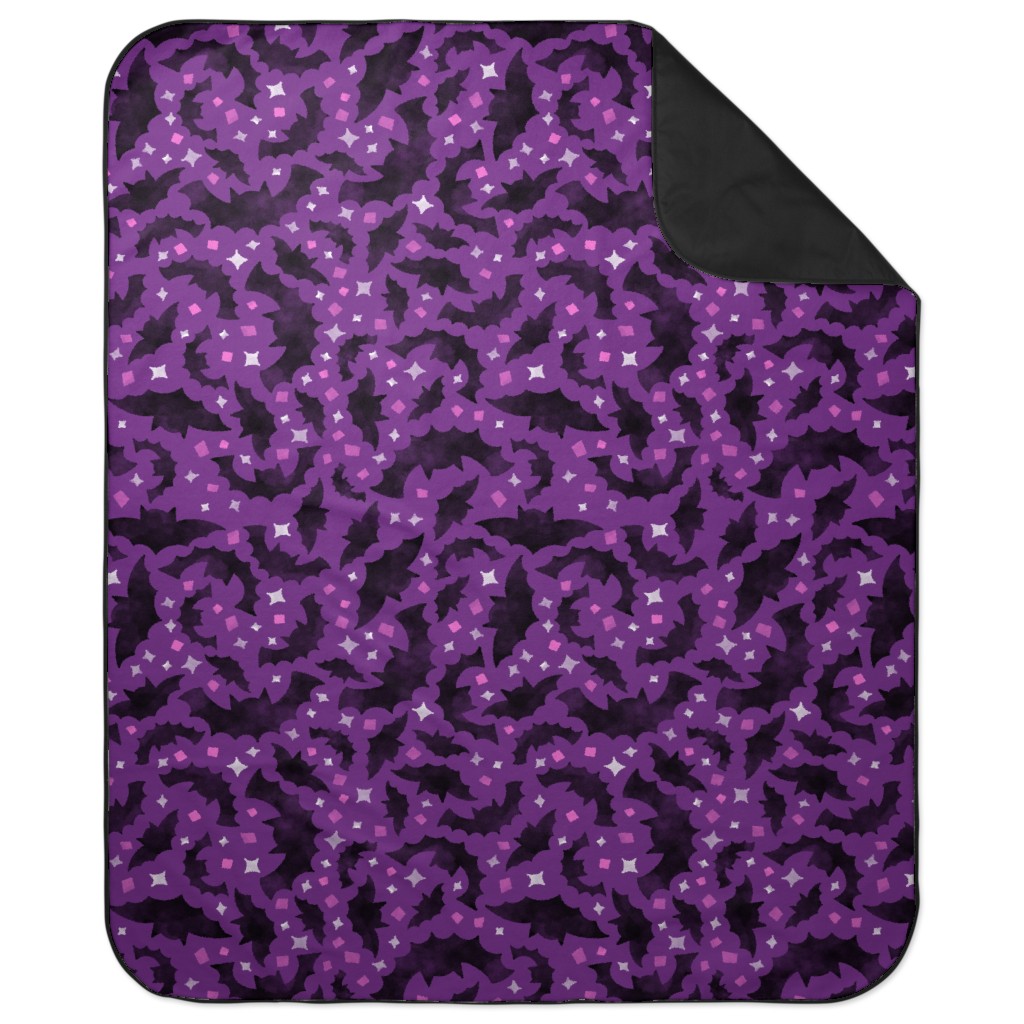 Bats & Sparkles Picnic Blanket, Purple