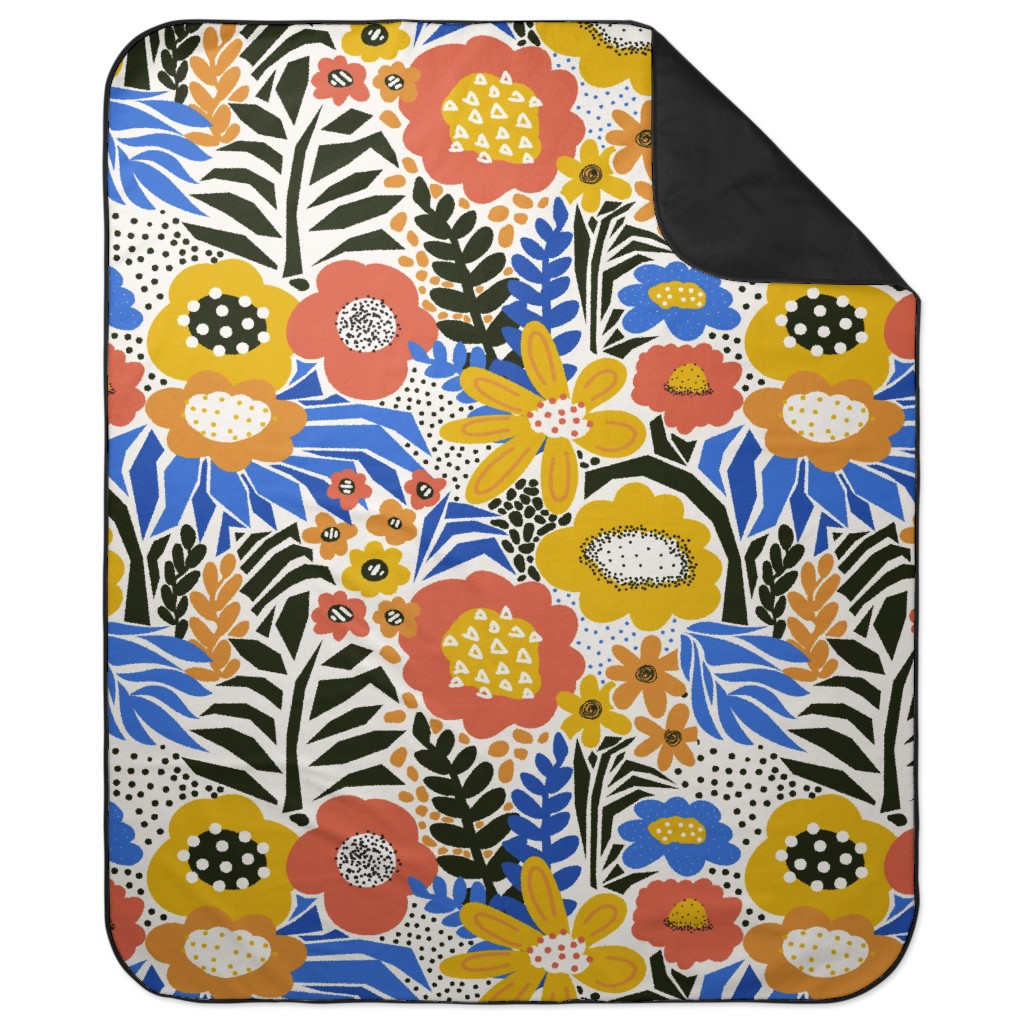 Papercut Flowers - Multi Picnic Blanket, Multicolor