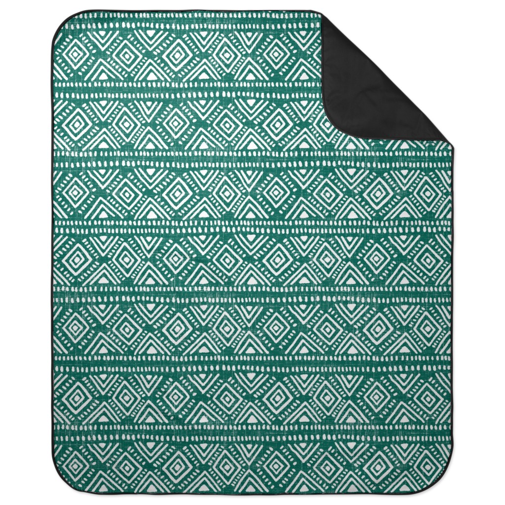 Abstract Diamond Picnic Blanket, Green, Lake