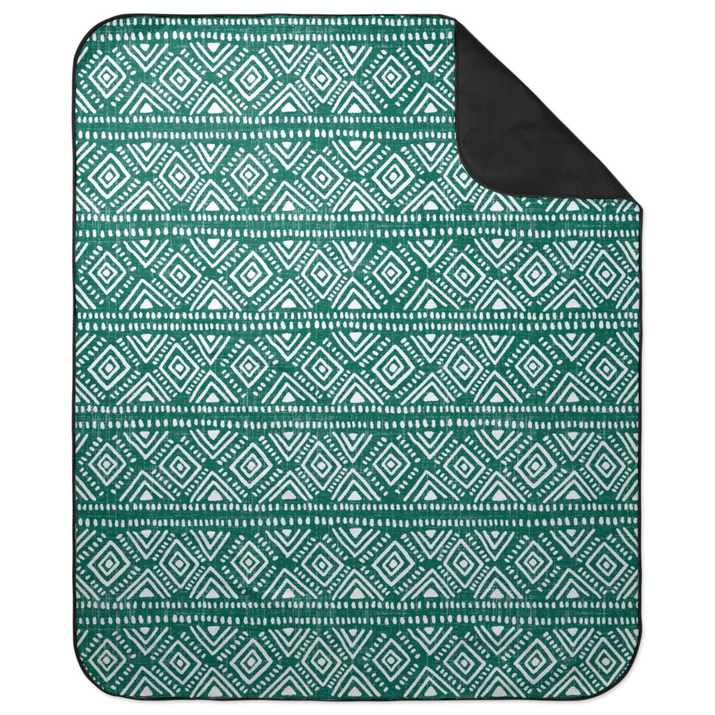 Abstract Diamond Picnic Blanket, Green