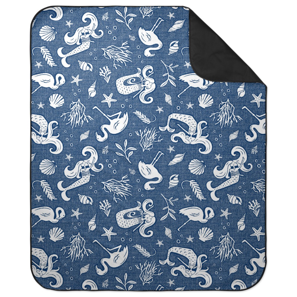 Beachy Keen - Blue Picnic Blanket, Blue, True Blue