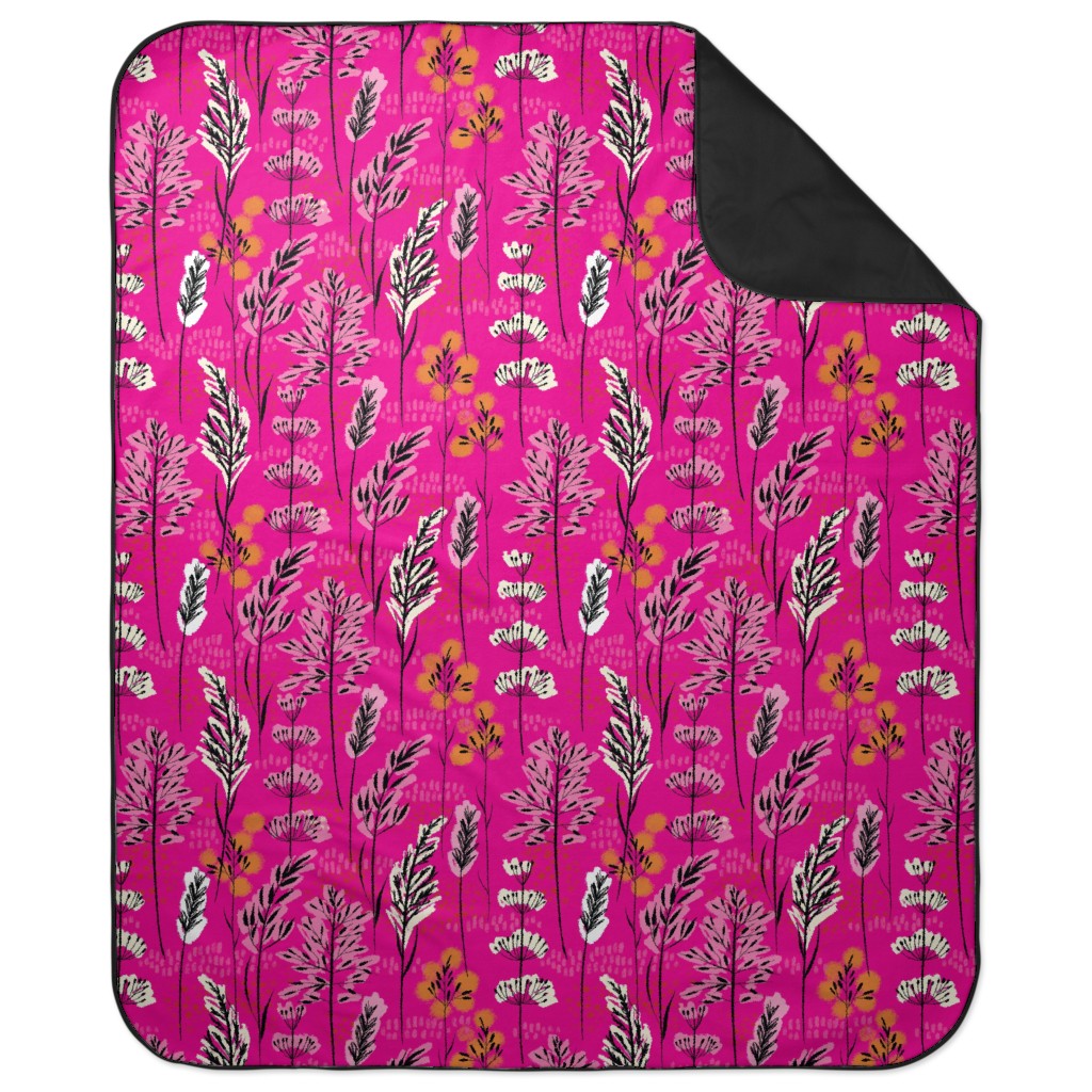 Wild Grasses on Pink Skies Picnic Blanket, Pink