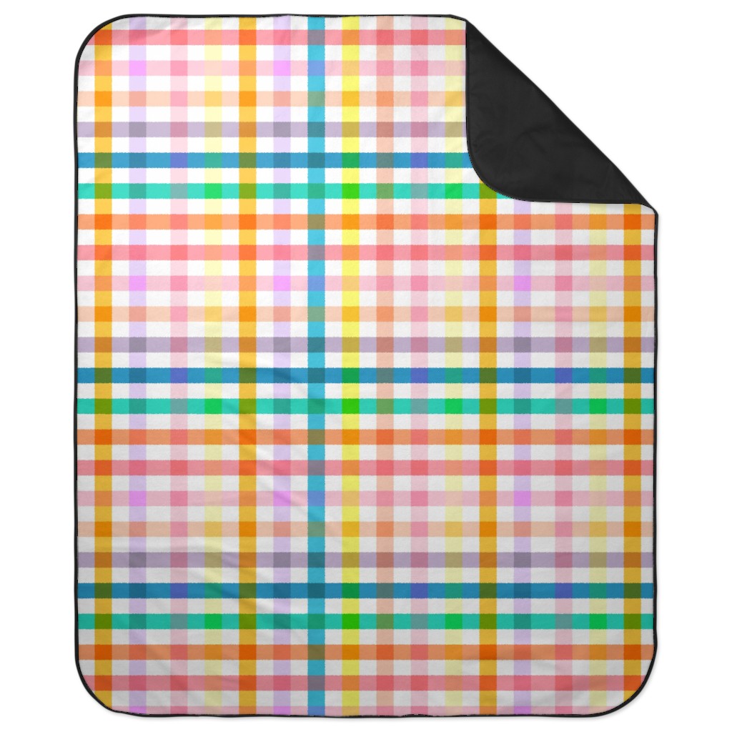 Joyful Summer Picnic Gingham - Multi Picnic Blanket, Multicolor