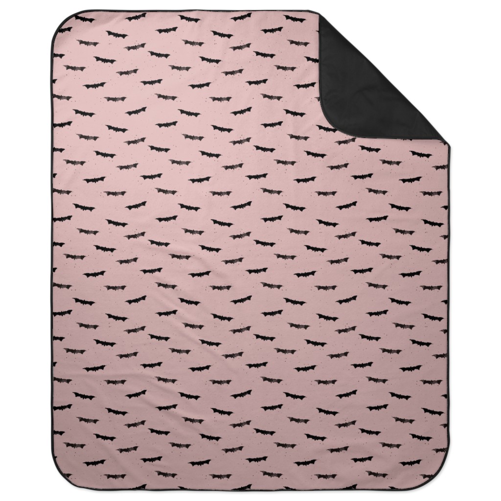 Grungy Bats and Speckles - Pink Picnic Blanket, Pink