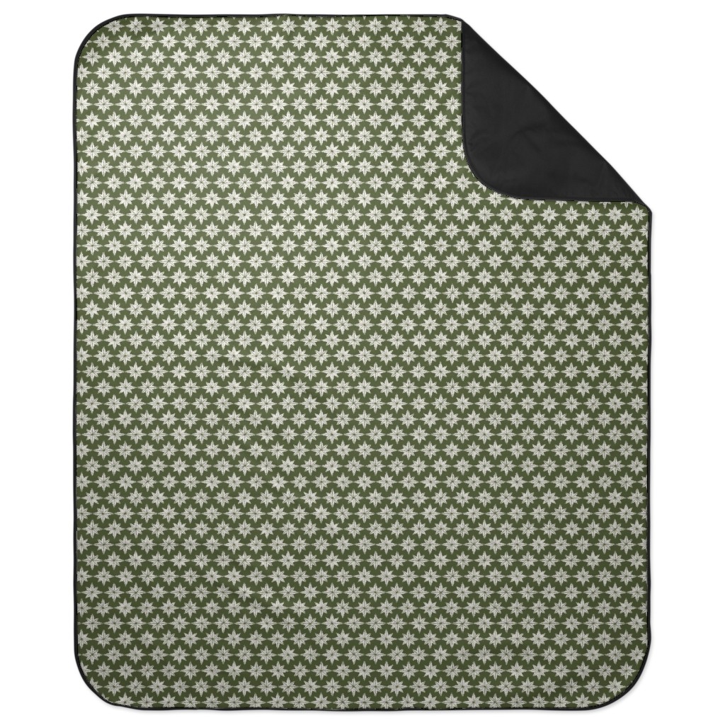 Christmas Star Tiles Picnic Blanket, Green, Forest