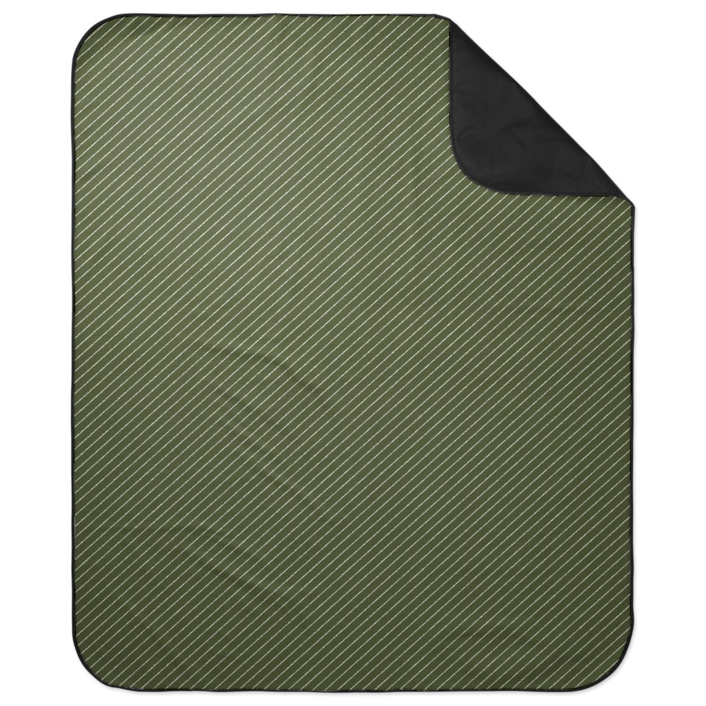 Diagonal Stripes - Pine Green Picnic Blanket, Green