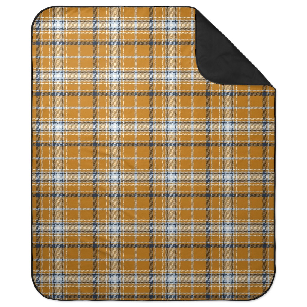 Desert Sun Plaid Picnic Blanket, Orange, Orange