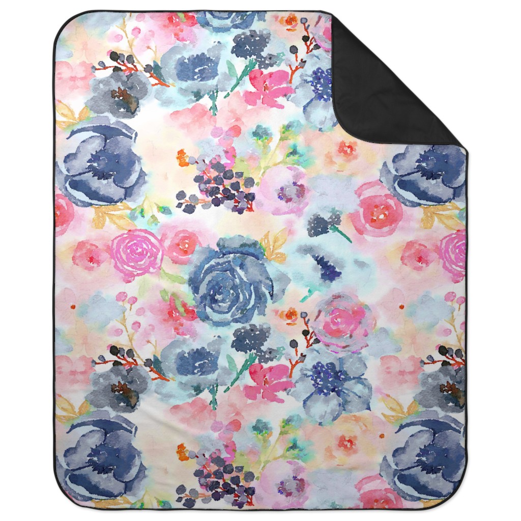 Spring Dreams - Watercolor Floral - Multi Picnic Blanket, Multicolor