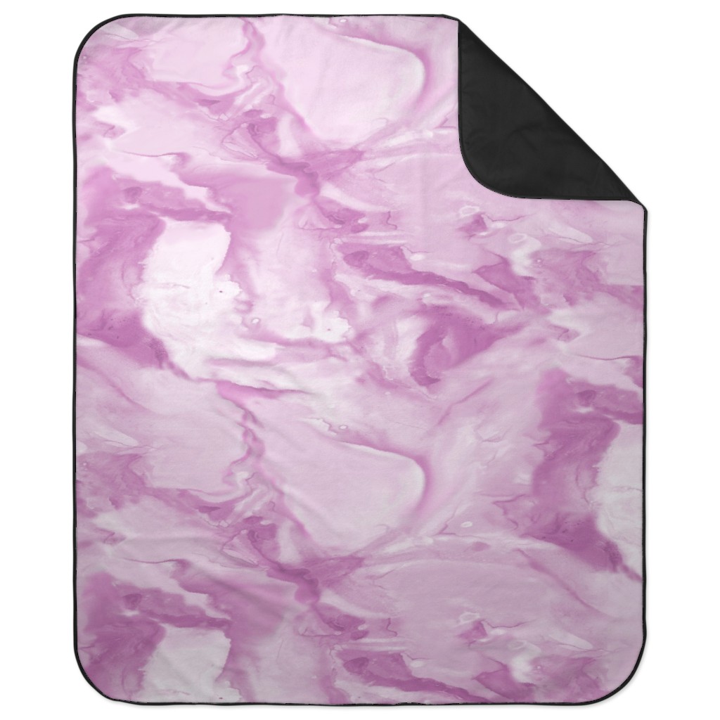 Abstract Watercolor Marble Picnic Blanket, Purple