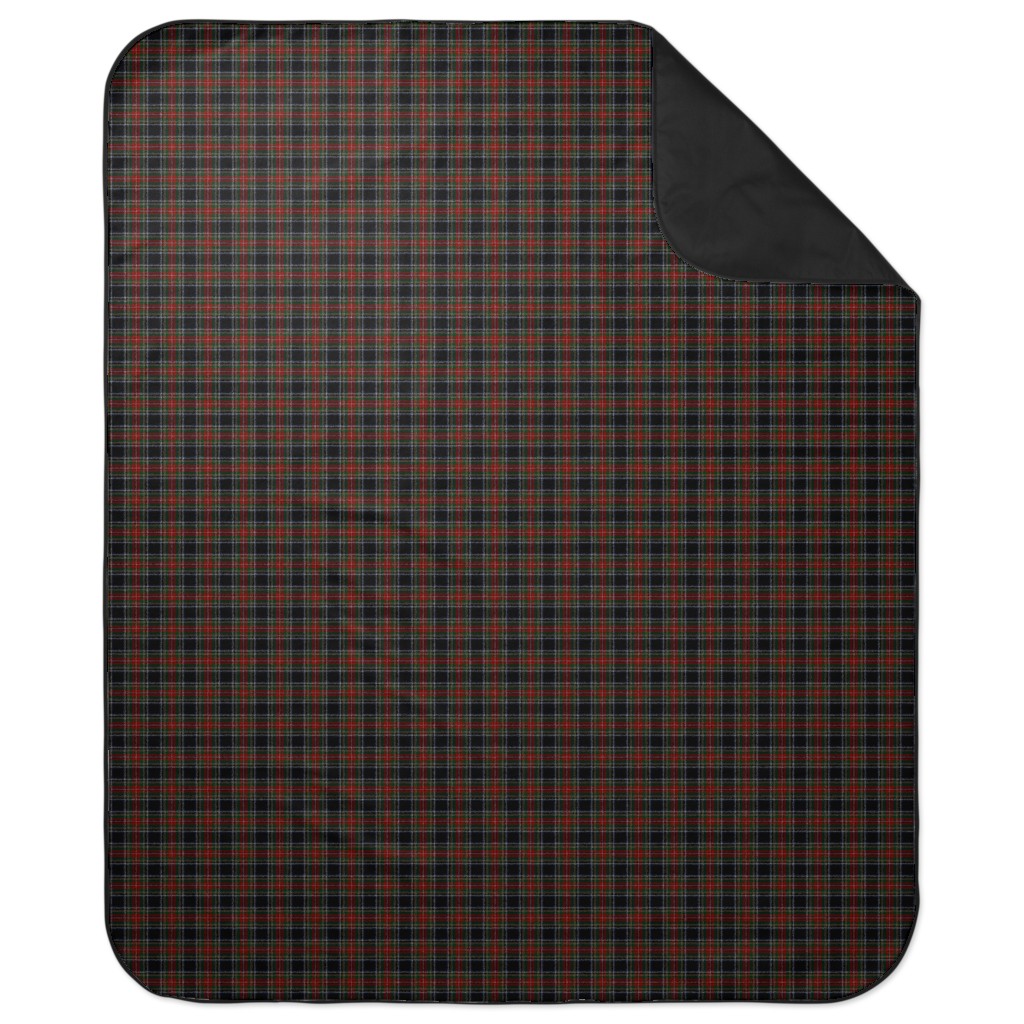Black Stewart Tartan - Red Picnic Blanket, Black