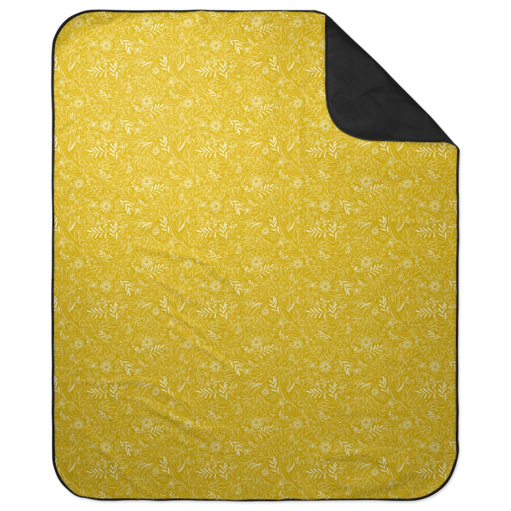 Botanical Floral Sketchbook - Yellow Picnic Blanket, Yellow